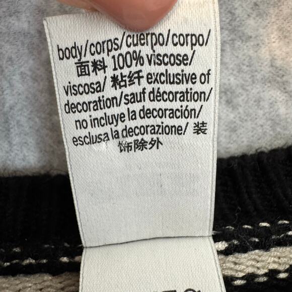 Pink Victorias Secret Striped Sweater Cropped Crewneck Black Cream Soft Viscose - Picture 7 of 9